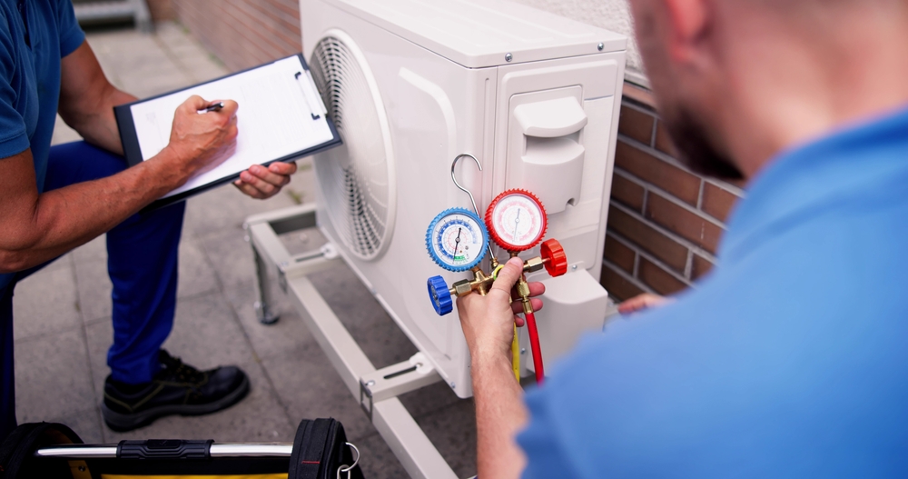 Industrial Air Conditioning Technician. HVAC Cooling System Repair